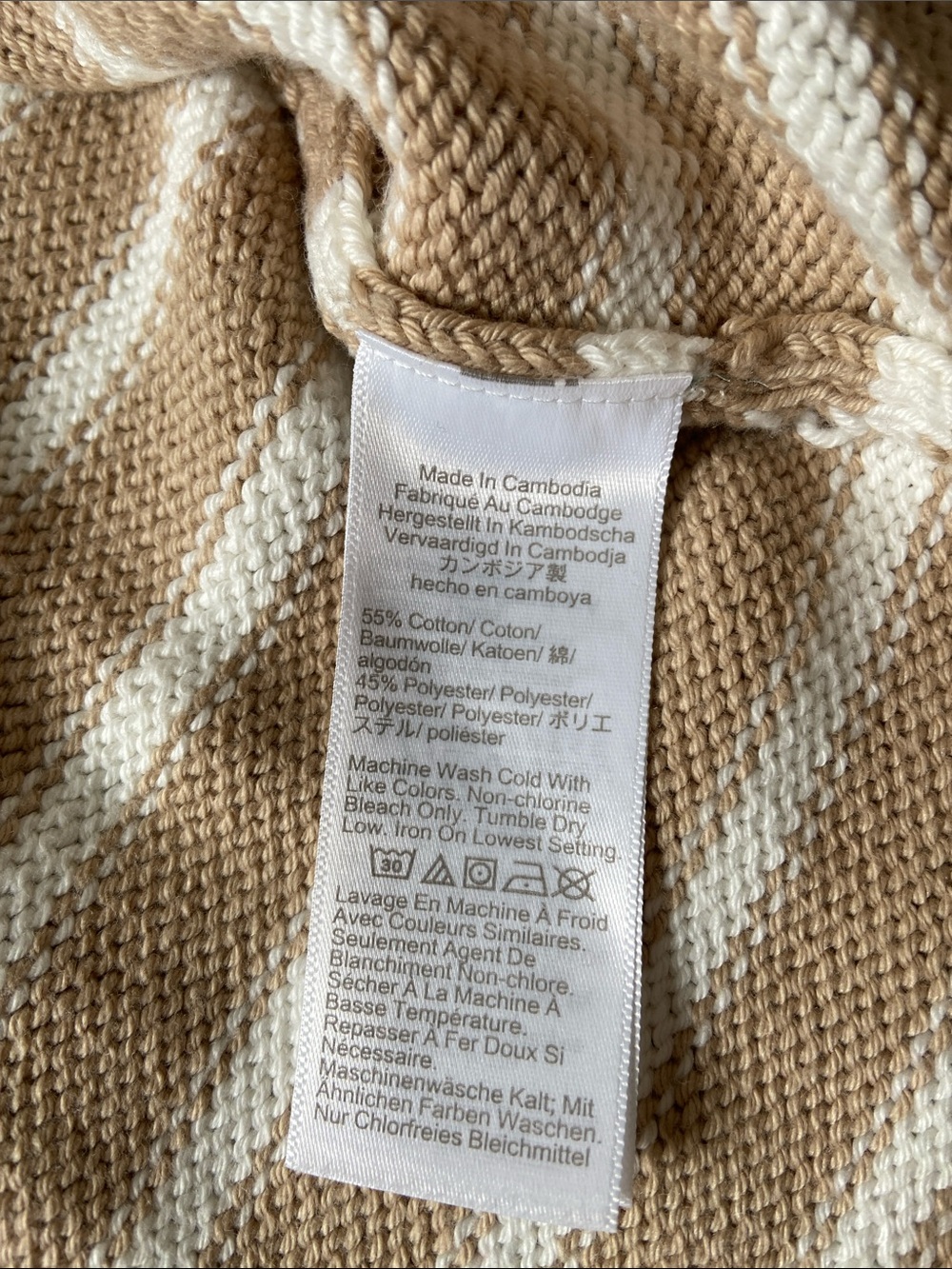 J. Crew Striped Classic Rollneck/Mockneck Cotton Sweater, Camel/White, M, NWOT - Picture 5 of 8